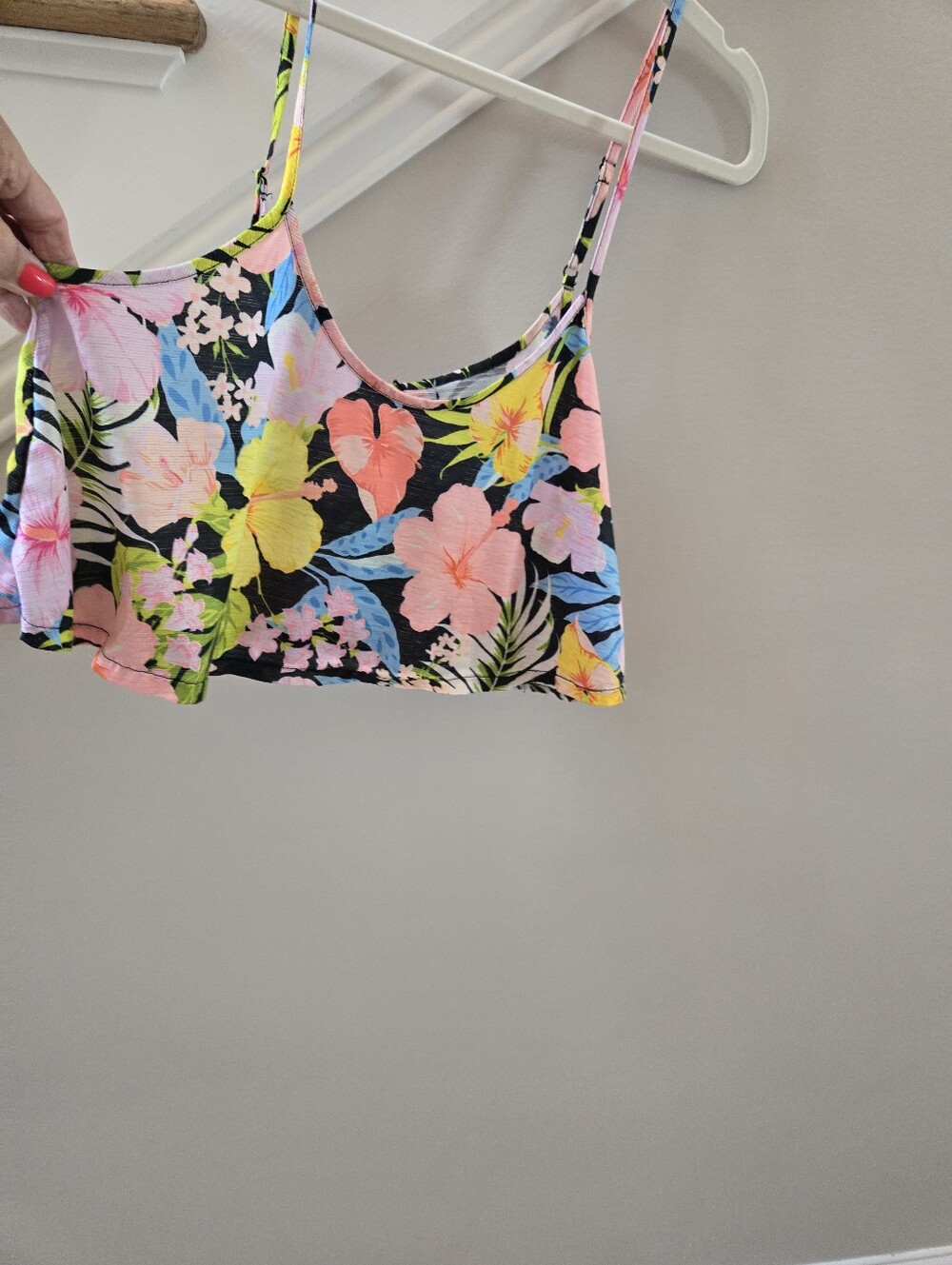 Hurley Floral Crop Cami Top - Black Multi